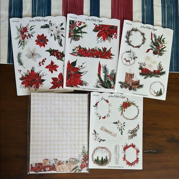 Lauren Phelps design Festive Holiday Sticker Set - Red and Green note pad - Picture 1 of 6